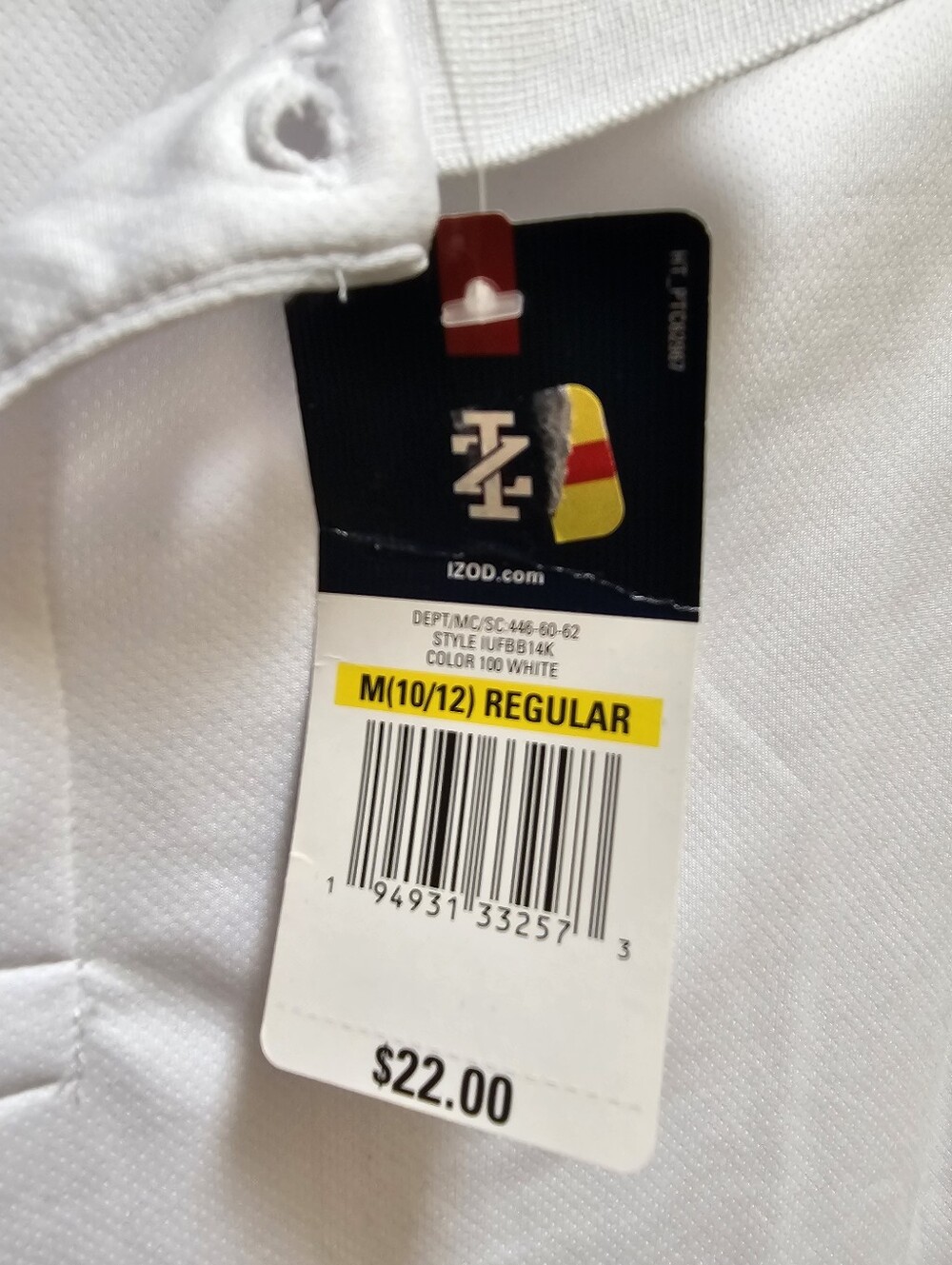 Izod White Boys Performance Polo Med 10-12 New - Picture 4 of 5